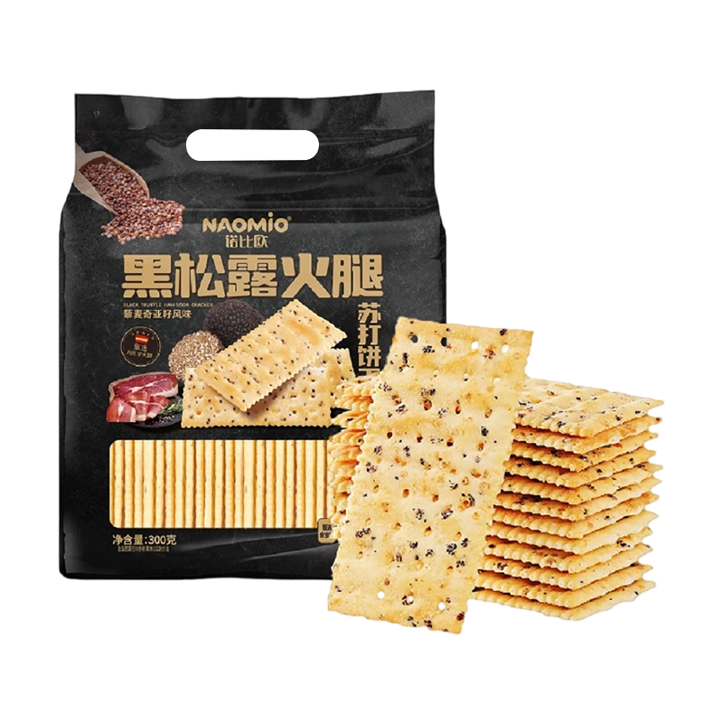 Crackers di soda e prosciutto al tartufo nero
