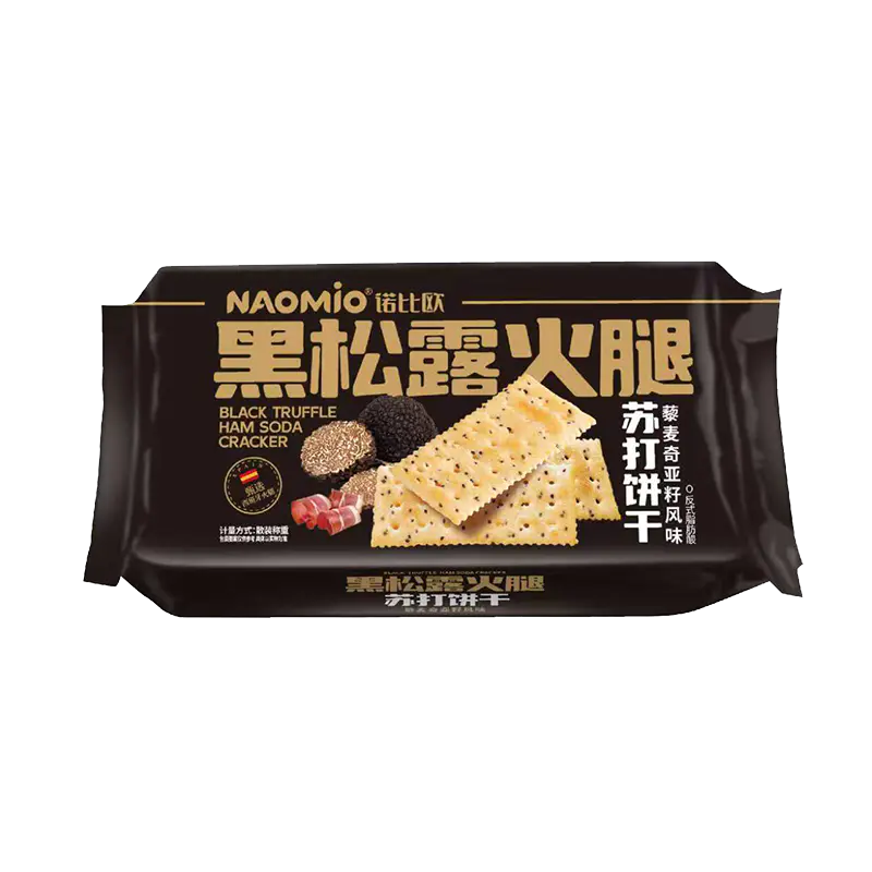 Crackers di soda e prosciutto al tartufo nero